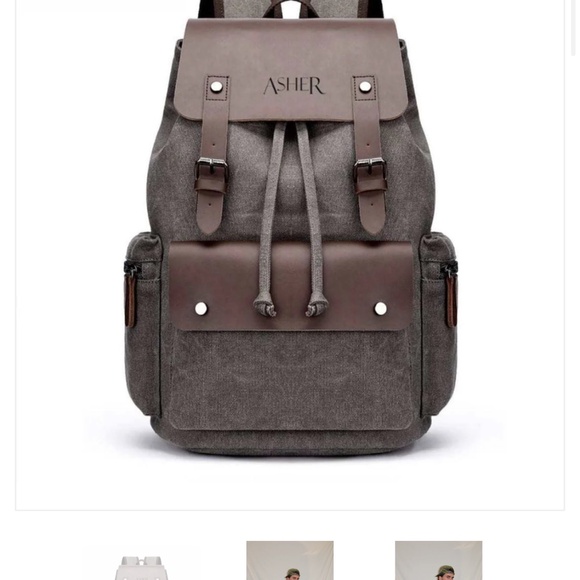 New Asher canvas and leather backpack - Picture 3 of 3